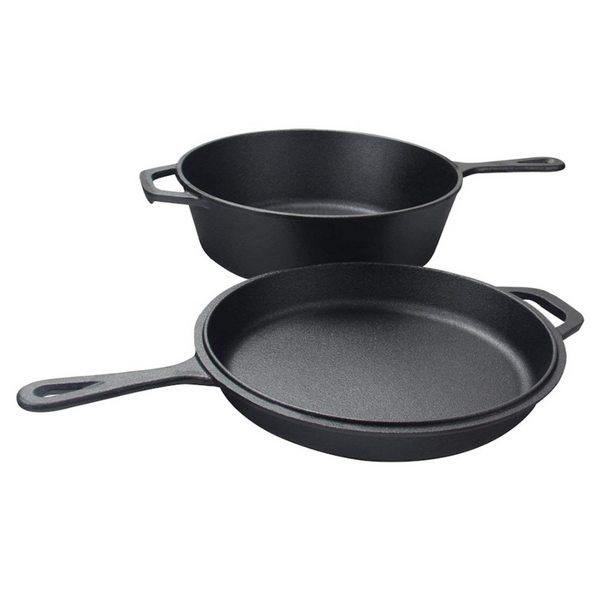 WildTrak 3.2 Quart Pre Seasoned Cast Iron 2 In 1 Combo Cooker