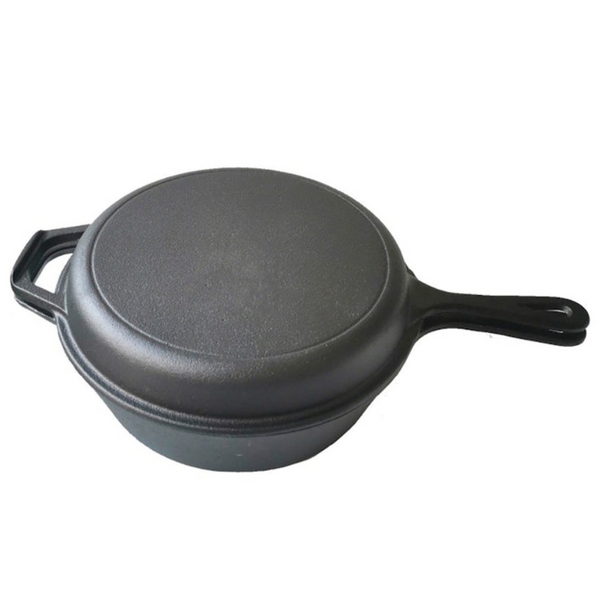 WildTrak 3.2 Quart Pre Seasoned Cast Iron 2 In 1 Combo Cooker - Image 2